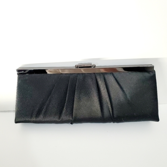 Jessica McClintock Black Satin Evening Clutch - Picture 2 of 6